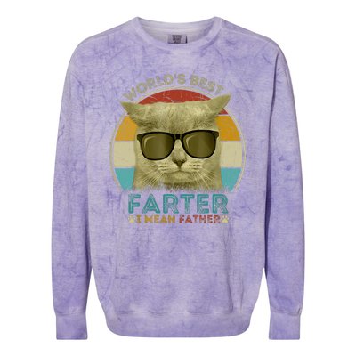 Worlds Best Farter I Mean Father Best Cat Dad Ever Colorblast Crewneck Sweatshirt