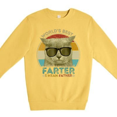 Worlds Best Farter I Mean Father Best Cat Dad Ever Premium Crewneck Sweatshirt