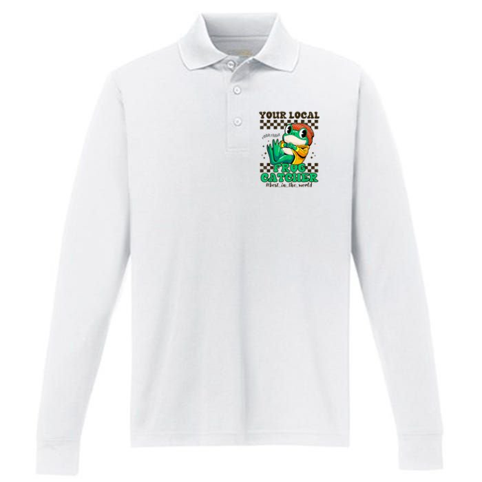 Worlds Best Frog Catcher For Funny Frogs Performance Long Sleeve Polo