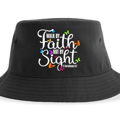 Walk By Faith Not By Sight 2 Corinthians 5 7 Butterfly Art Gift Sustainable Bucket Hat