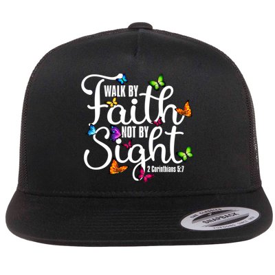Walk By Faith Not By Sight 2 Corinthians 5 7 Butterfly Art Gift Flatbill Hat