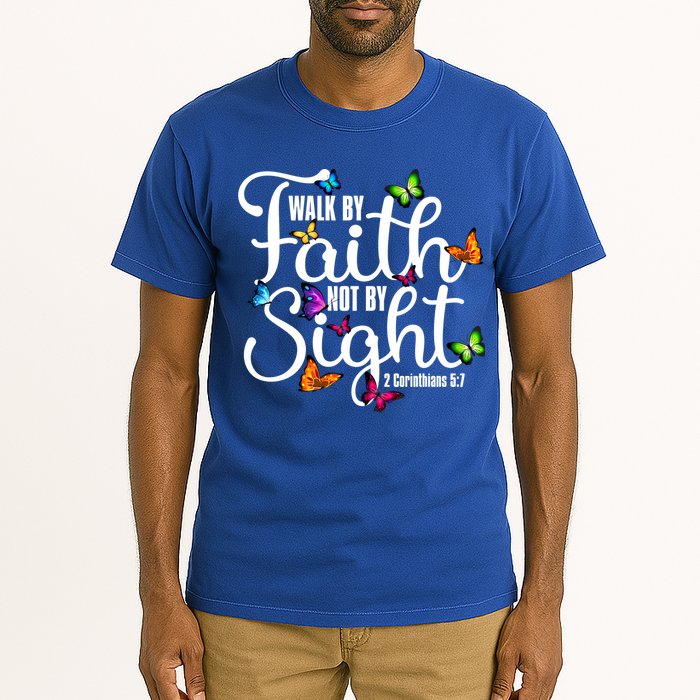 Walk By Faith Not By Sight 2 Corinthians 5 7 Butterfly Art Gift Tall T-Shirt
