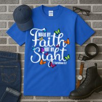 Walk By Faith Not By Sight 2 Corinthians 5 7 Butterfly Art Gift Tall T-Shirt