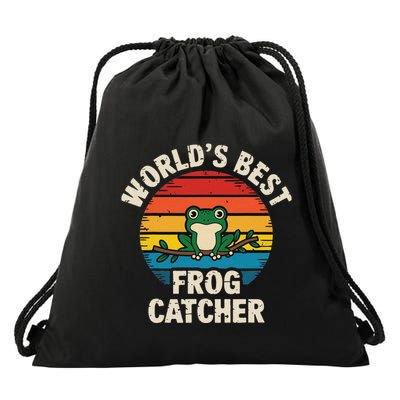 Worlds Best Frog Catcher Frog Drawstring Bag