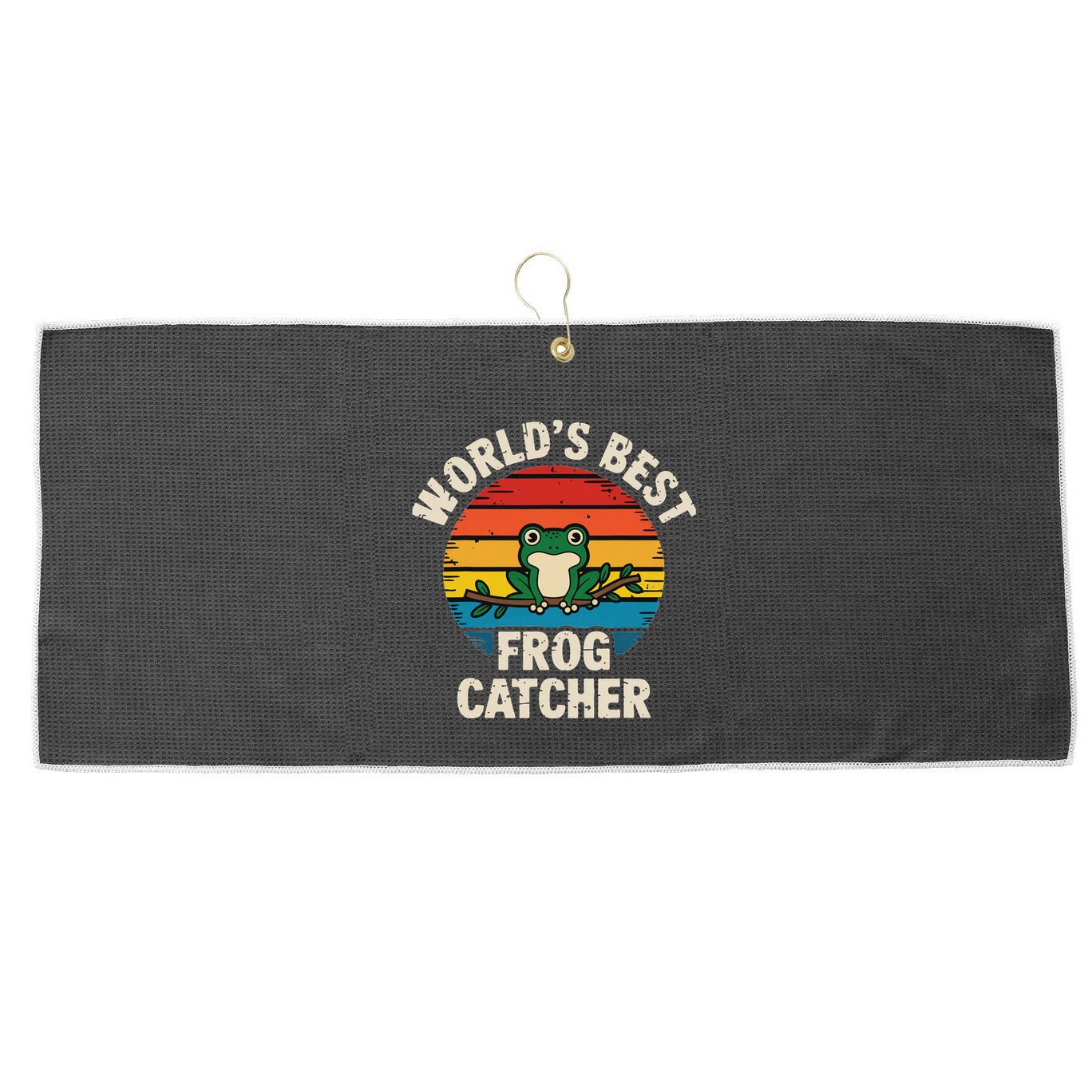 Worlds Best Frog Catcher Frog Large Microfiber Waffle Golf Towel