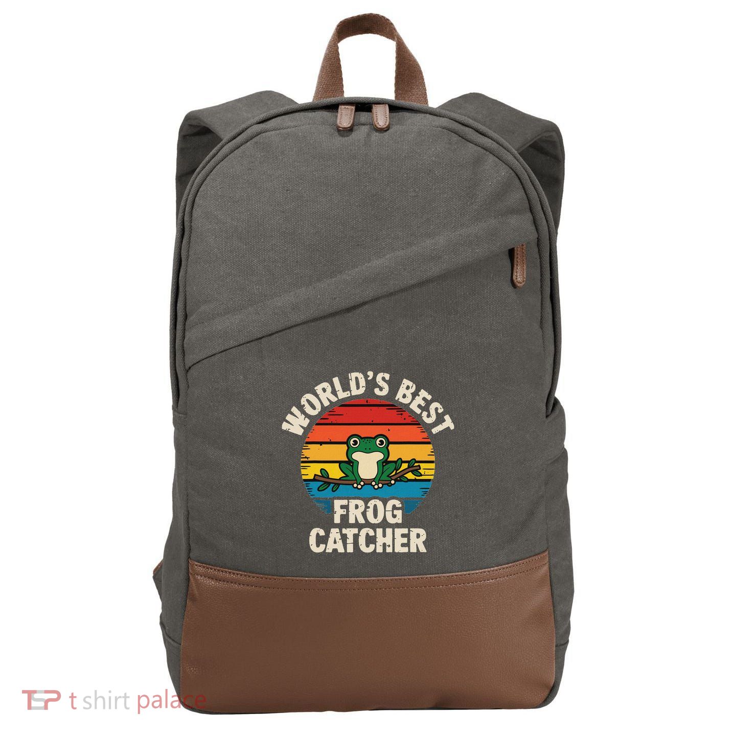 Worlds Best Frog Catcher Frog Cotton Canvas Backpack