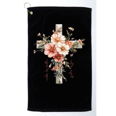 Walk By Faith Not By Sight Floral Cross Jesus Easter Women Golf Towel