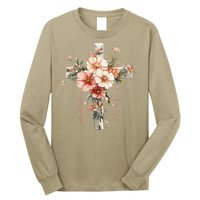 Walk By Faith Not By Sight Floral Cross Jesus Easter Women Long Sleeve Shirt