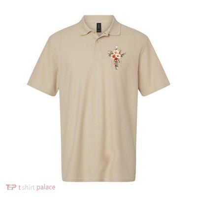 Walk By Faith Not By Sight Floral Cross Jesus Easter Women Polo