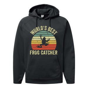 WorldS Best Frog Catcher Frog Hunter Performance Fleece Hoodie