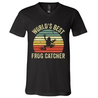 WorldS Best Frog Catcher Frog Hunter V-Neck T-Shirt