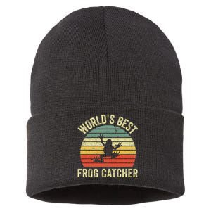 WorldS Best Frog Catcher Frog Hunter Sustainable Knit Beanie