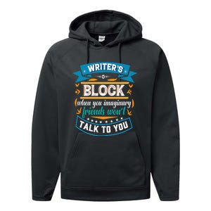 Writer's Block Funny Gift for Authors Poets Playwrights Performance Fleece Hoodie