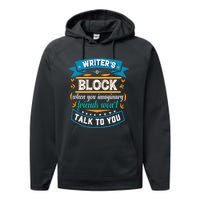 Writer's Block Funny Gift for Authors Poets Playwrights Performance Fleece Hoodie