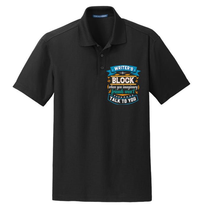 Writer's Block Funny Gift for Authors Poets Playwrights Dry Zone Grid Polo