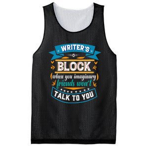 Writer's Block Funny Gift for Authors Poets Playwrights Mesh Reversible Basketball Jersey Tank