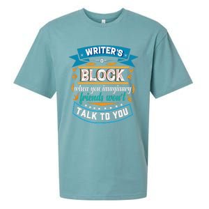 Writer's Block Funny Gift for Authors Poets Playwrights Sueded Cloud Jersey T-Shirt