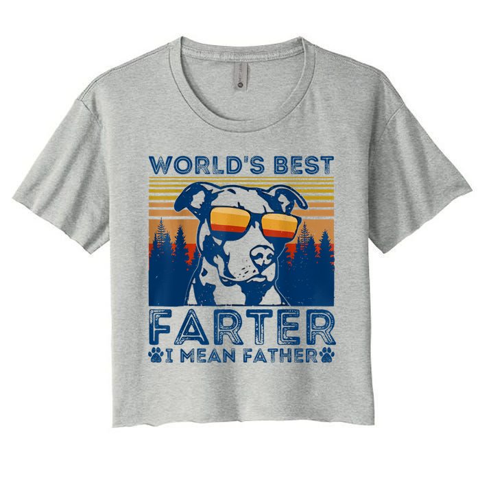 Worlds Best Farter I Mean Father Best Dad Ever Cool Dog Women's Crop Top Tee