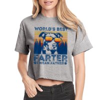 Worlds Best Farter I Mean Father Best Dad Ever Cool Dog Women's Crop Top Tee