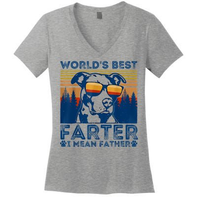 Worlds Best Farter I Mean Father Best Dad Ever Cool Dog Women's V-Neck T-Shirt