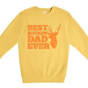 Whitetail Buck Funny Deer Hunting Seasons Best Dad Ever Premium Crewneck Sweatshirt