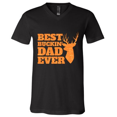 Whitetail Buck Funny Deer Hunting Seasons Best Dad Ever V-Neck T-Shirt