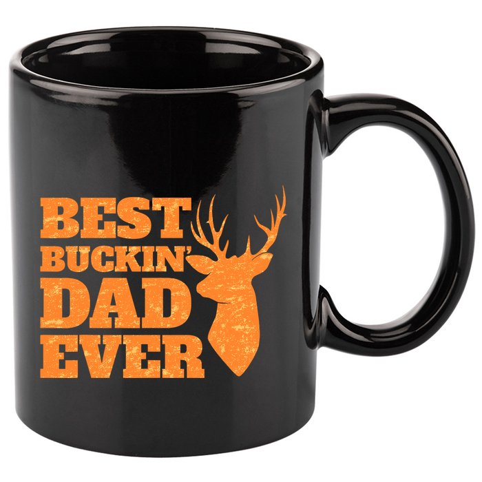 Whitetail Buck Funny Deer Hunting Seasons Best Dad Ever 11oz C Handle Ceramic Mug