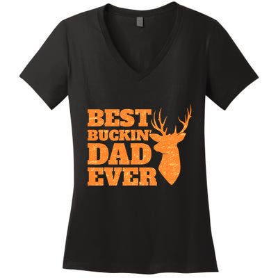 Whitetail Buck Funny Deer Hunting Seasons Best Dad Ever Women's V-Neck T-Shirt