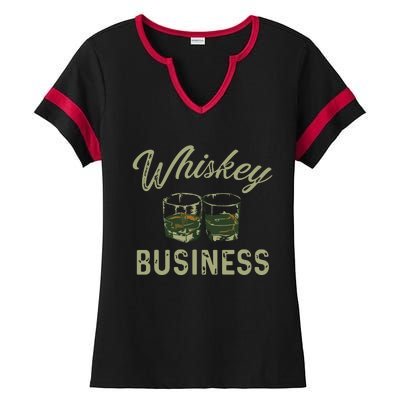 Whiskey Business Funny Vintage Shot Glasses Alcohol Drinking Ladies Halftime Notch Neck Tee