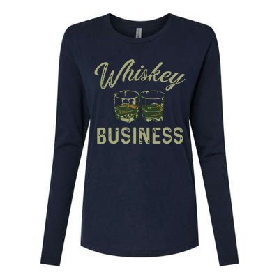 Whiskey Business Funny Vintage Shot Glasses Alcohol Drinking Womens Cotton Relaxed Long Sleeve T-Shirt