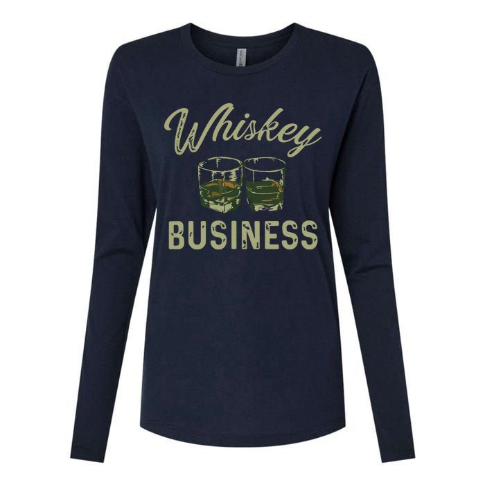 Whiskey Business Funny Vintage Shot Glasses Alcohol Drinking Womens Cotton Relaxed Long Sleeve T-Shirt