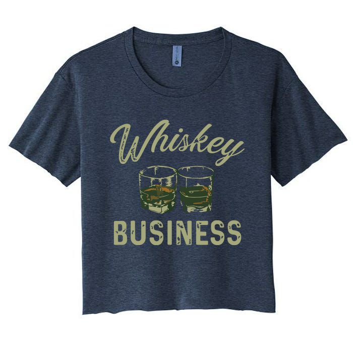 Whiskey Business Funny Vintage Shot Glasses Alcohol Drinking Women's Crop Top Tee