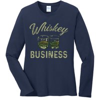 Whiskey Business Funny Vintage Shot Glasses Alcohol Drinking Ladies Long Sleeve Shirt