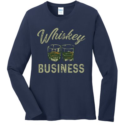 Whiskey Business Funny Vintage Shot Glasses Alcohol Drinking Ladies Long Sleeve Shirt