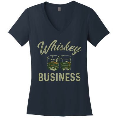 Whiskey Business Funny Vintage Shot Glasses Alcohol Drinking Women's V-Neck T-Shirt