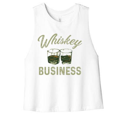 Whiskey Business Funny Vintage Shot Glasses Alcohol Drinking Women's Racerback Cropped Tank