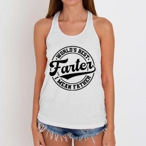 World's Best Farter I Mean Father Funny Father's Day Dad Women's Knotted Racerback Tank