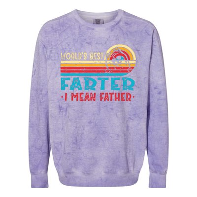 Worlds Best Farter I Mean Father Pomeranian Dad Fathers Colorblast Crewneck Sweatshirt