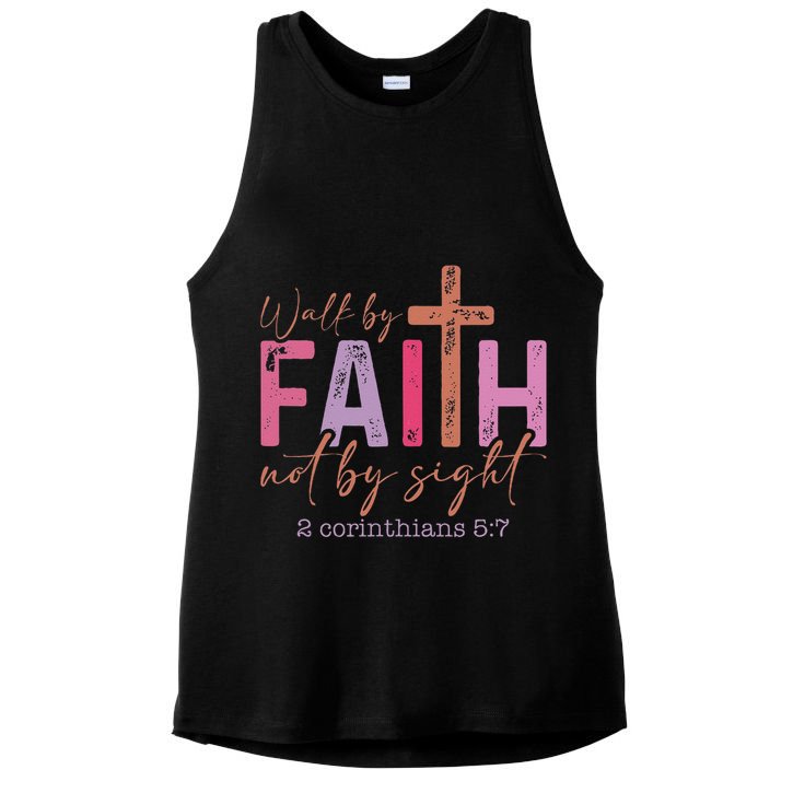 Walk By Faith Not By Sight God Faith Jesus 2 Ladies PosiCharge Tri-Blend Wicking Tank