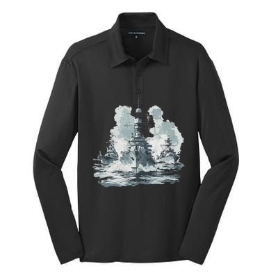 Warship Battleship Formation Naval Warfare Silk Touch Performance Long Sleeve Polo