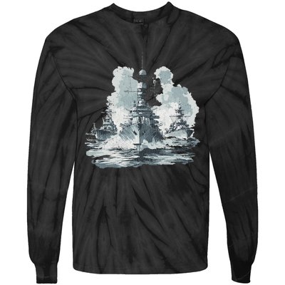 Warship Battleship Formation Naval Warfare Tie-Dye Long Sleeve Shirt