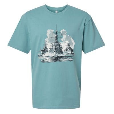 Warship Battleship Formation Naval Warfare Sueded Cloud Jersey T-Shirt