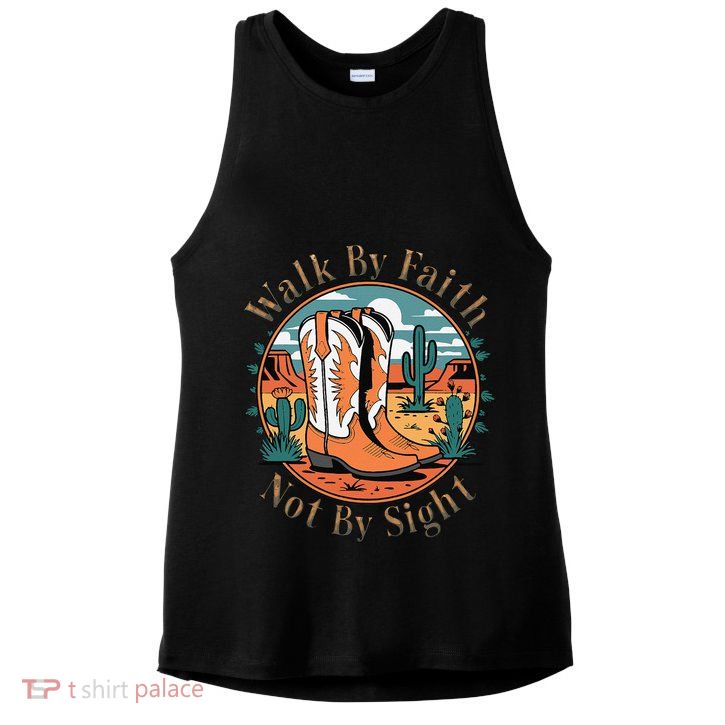 Walk By Faith Not By Sight Western Boots Ladies PosiCharge Tri-Blend Wicking Tank