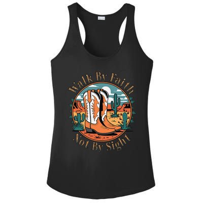 Walk By Faith Not By Sight Western Boots Ladies PosiCharge Competitor Racerback Tank