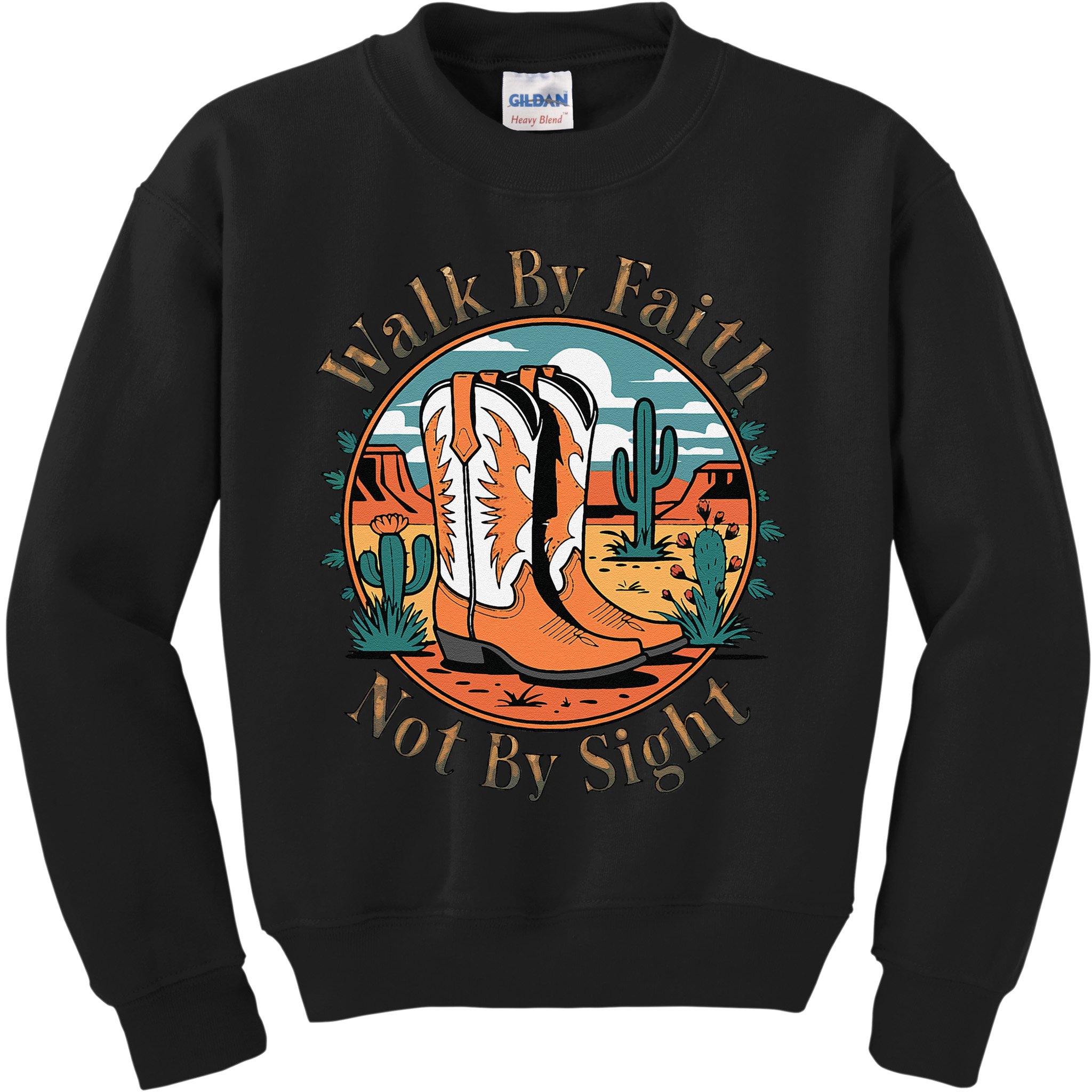 Walk By Faith Not By Sight Western Boots Kids Sweatshirt