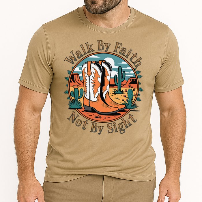 Walk By Faith Not By Sight Western Boots Cooling Performance Crew T-Shirt