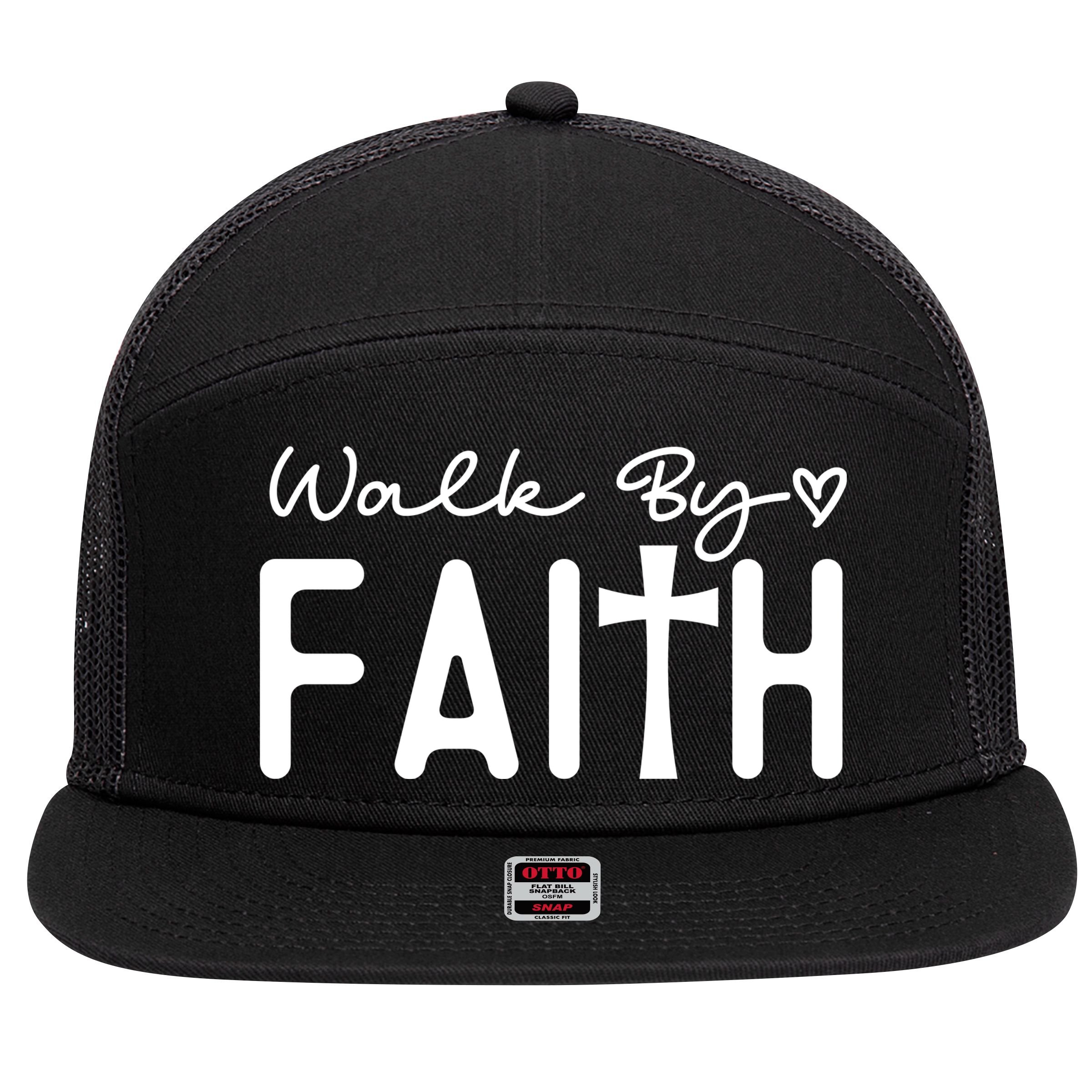 Walk By Faith , Faith T 7 Panel Mesh Trucker Snapback Hat