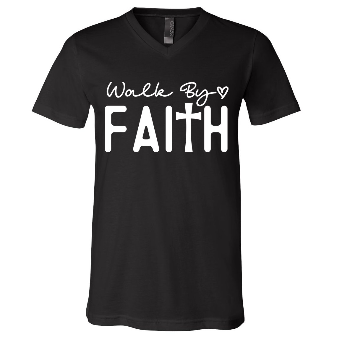 Walk By Faith , Faith T V-Neck T-Shirt