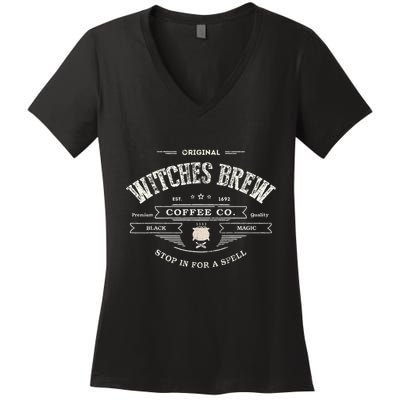 Witches Brew Funny 1692 Coffee Company Black Magic Co Women's V-Neck T-Shirt