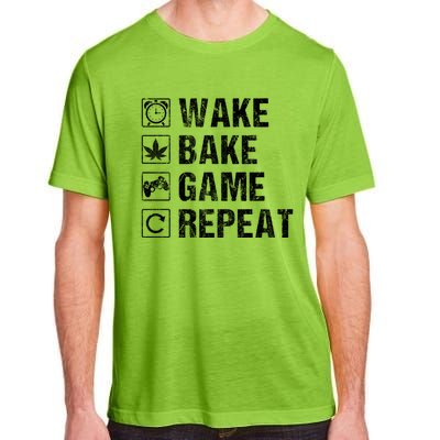 Wake Bake Game Repeat Video Game Weed Smoker Pot Gift Adult ChromaSoft Performance T-Shirt